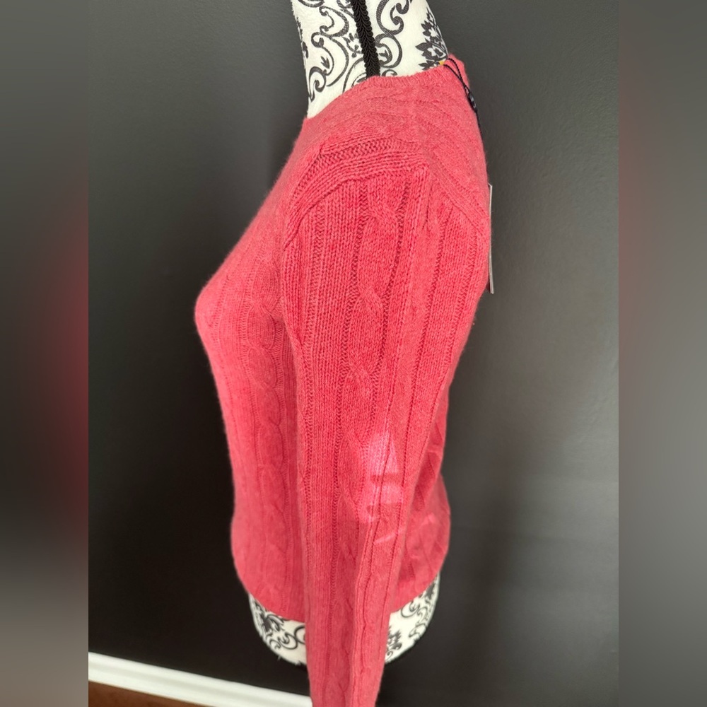 Polo by Ralph Lauren Cashmere Orange (More like Pink) Cable Knit Sweater - Picture 3 of 7